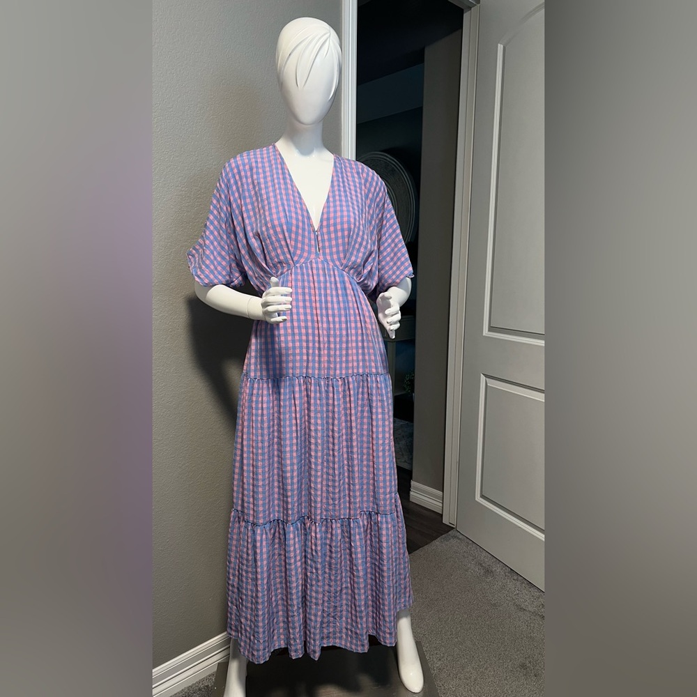 TALULAH Pink and Blue Gingham Dress Size S